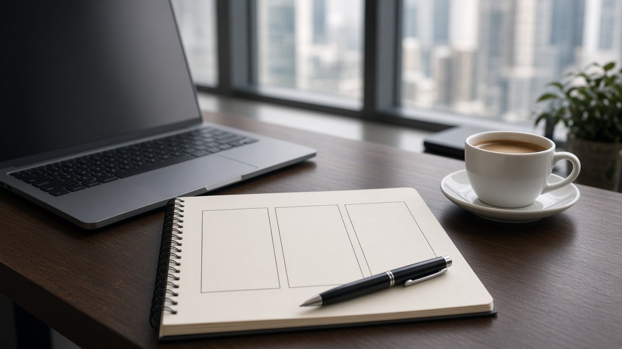 Notebook and laptop on a desk used to prepare a salary conversation